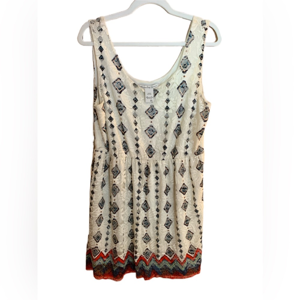 Boho Aztec Patterned Lace Sleeveless Dress